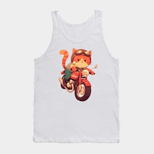 Cool cat riding motorbike Tank Top